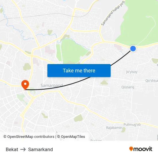 Bekat to Samarkand map