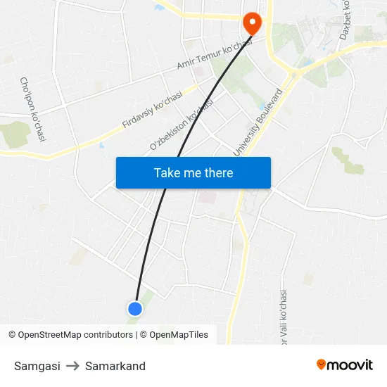 Samgasi to Samarkand map