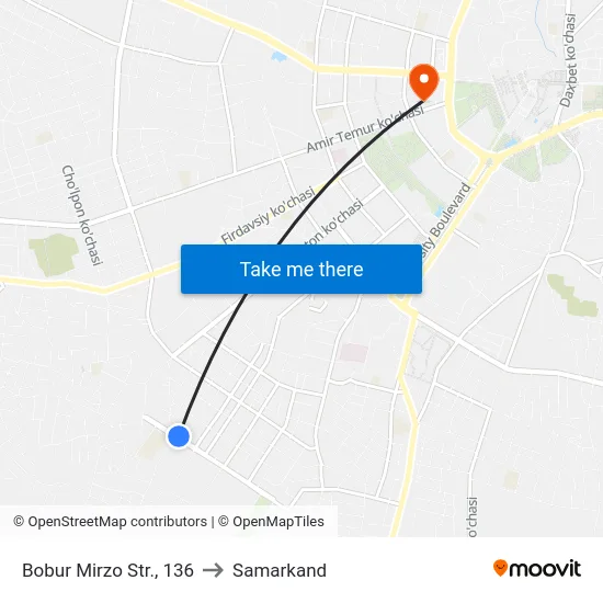 Bobur Mirzo Str., 136 to Samarkand map