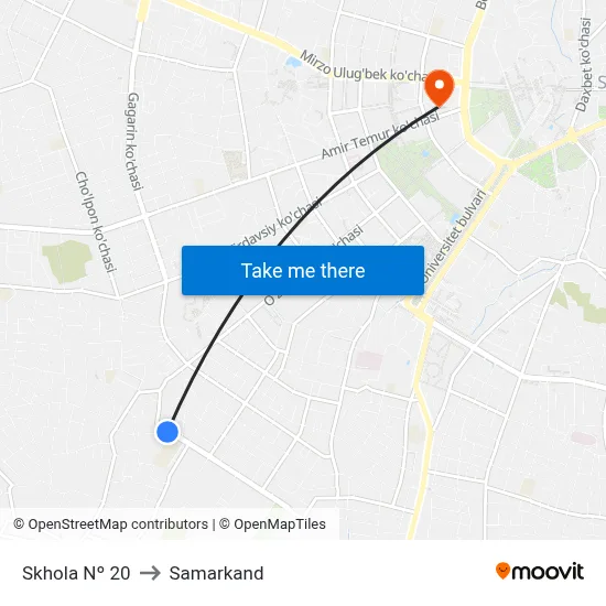 Skhola Nº 20 to Samarkand map