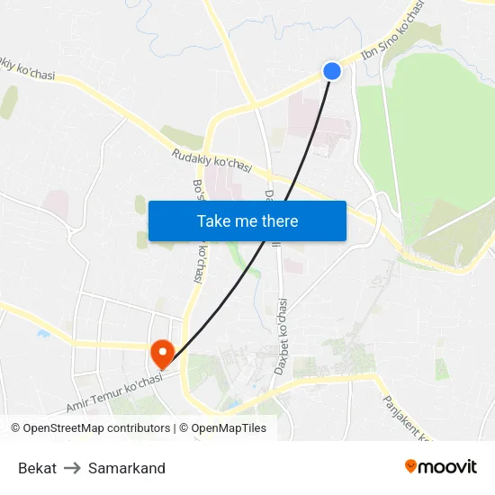 Bekat to Samarkand map