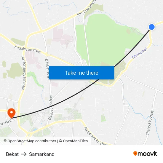 Bekat to Samarkand map