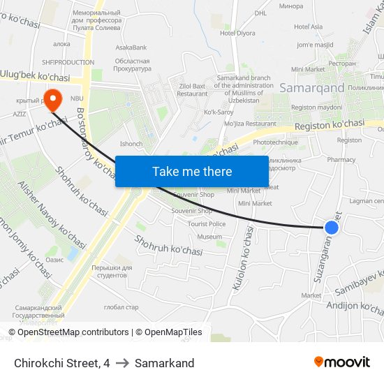 Chirokchi Street, 4 to Samarkand map