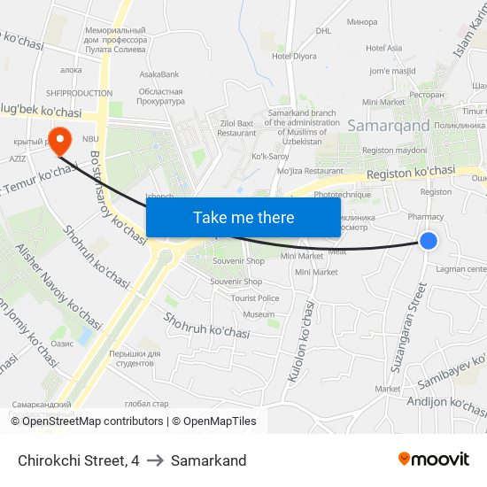 Chirokchi Street, 4 to Samarkand map