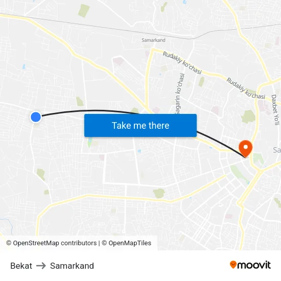 Bekat to Samarkand map