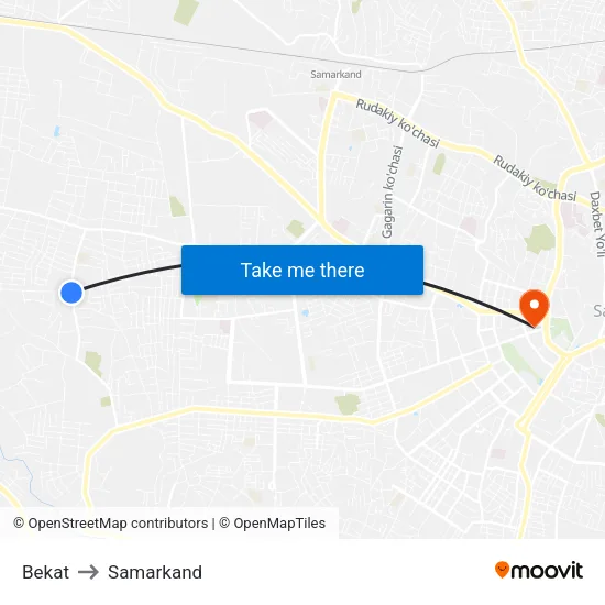 Bekat to Samarkand map