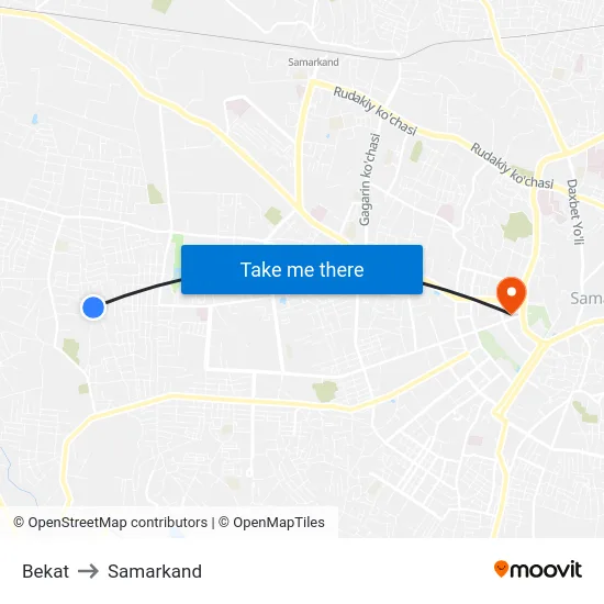 Bekat to Samarkand map