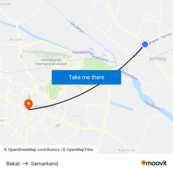 Bekat to Samarkand map