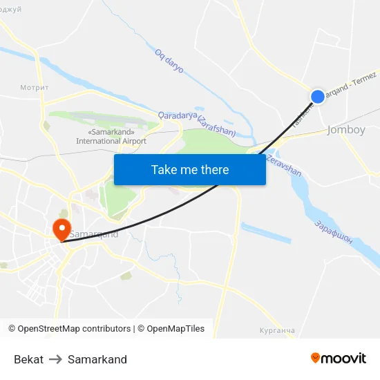 Bekat to Samarkand map