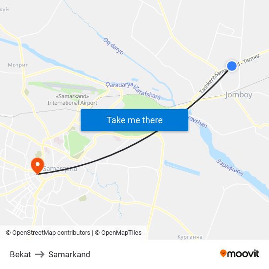 Bekat to Samarkand map