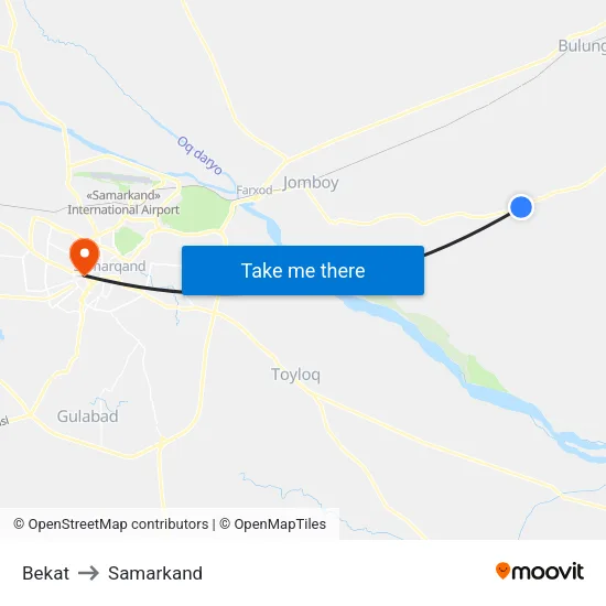 Bekat to Samarkand map