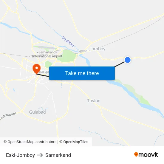 Eski-Jomboy to Samarkand map