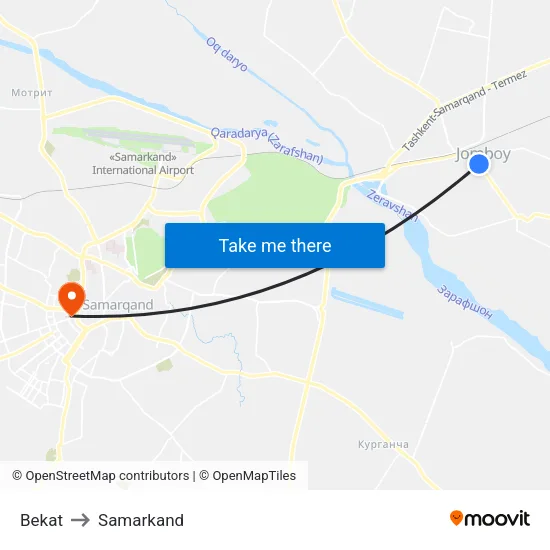Bekat to Samarkand map