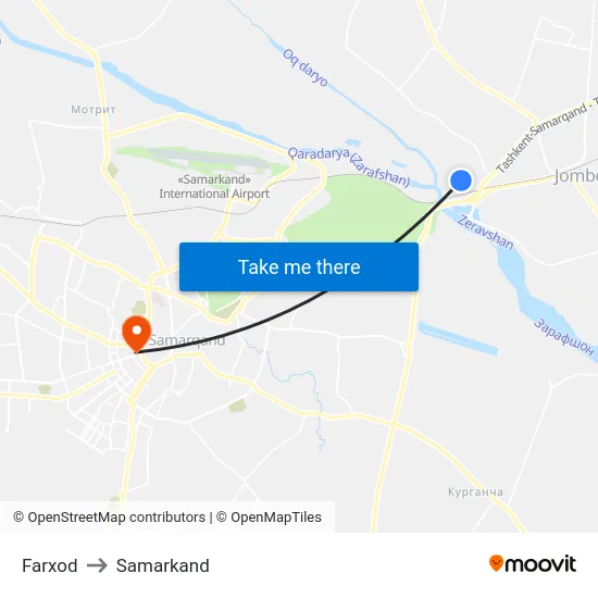 Farxod to Samarkand map
