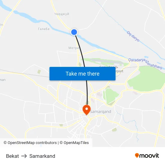 Bekat to Samarkand map