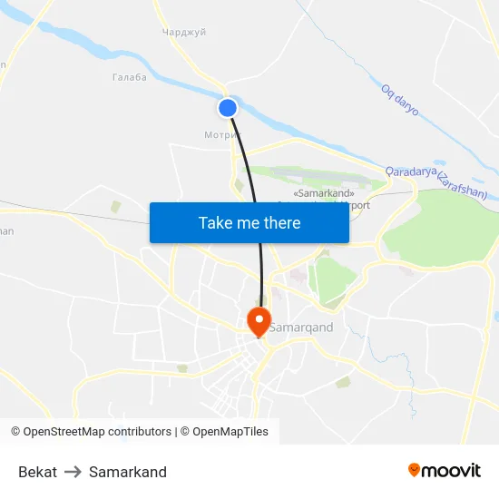 Bekat to Samarkand map