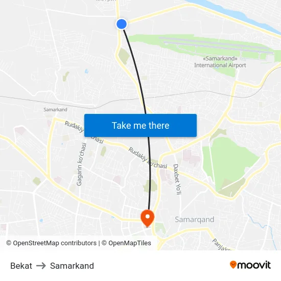 Bekat to Samarkand map