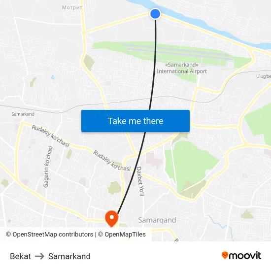 Bekat to Samarkand map