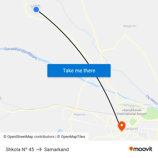 Shkola Nº 45 to Samarkand map