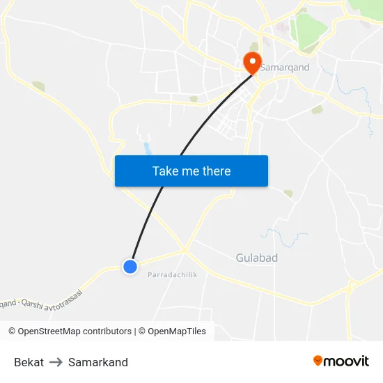 Bekat to Samarkand map