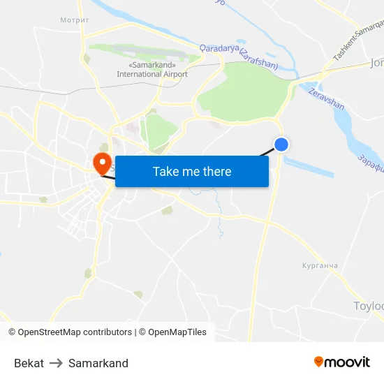 Bekat to Samarkand map