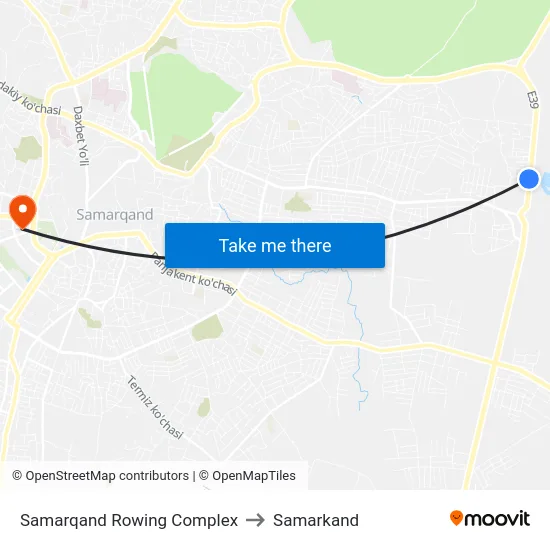 Samarqand Rowing Complex to Samarkand map