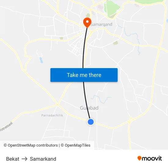 Bekat to Samarkand map