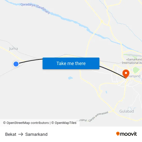Bekat to Samarkand map