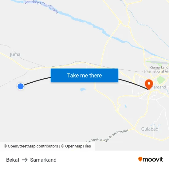 Bekat to Samarkand map