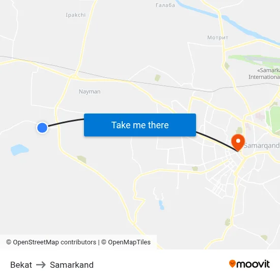 Bekat to Samarkand map