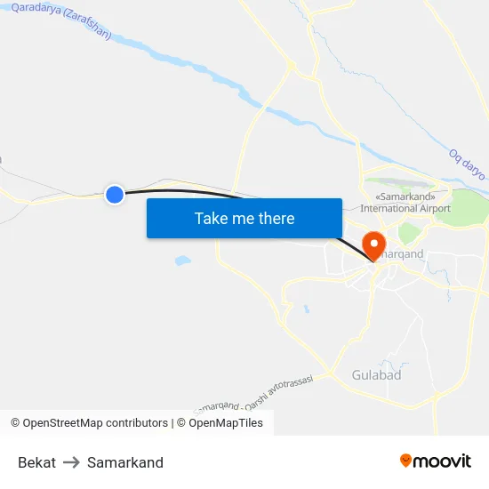 Bekat to Samarkand map