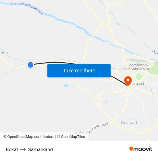 Bekat to Samarkand map