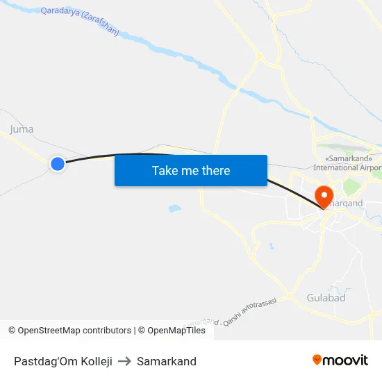 Pastdag'Om Kolleji to Samarkand map
