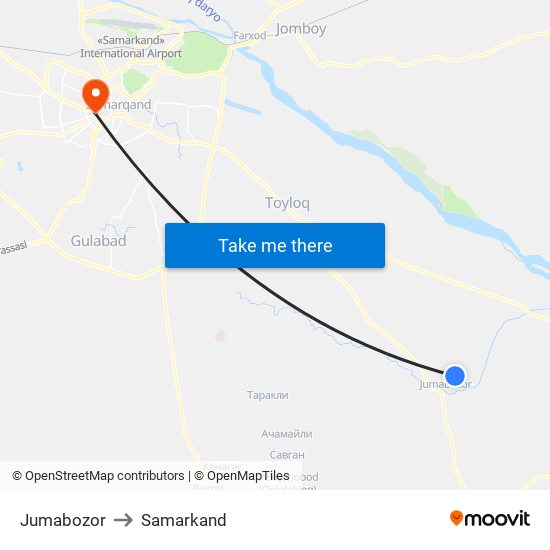 Jumabozor to Samarkand map