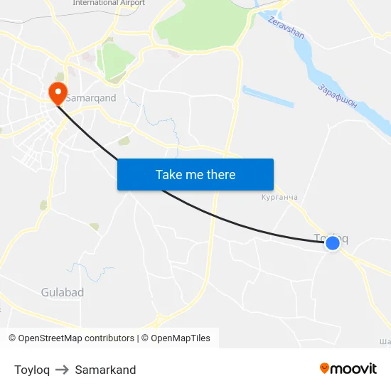 Toyloq to Samarkand map