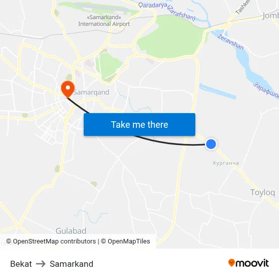 Bekat to Samarkand map