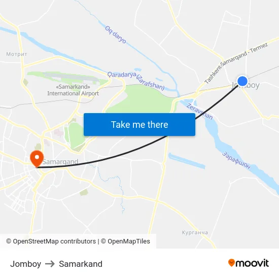 Jomboy to Samarkand map