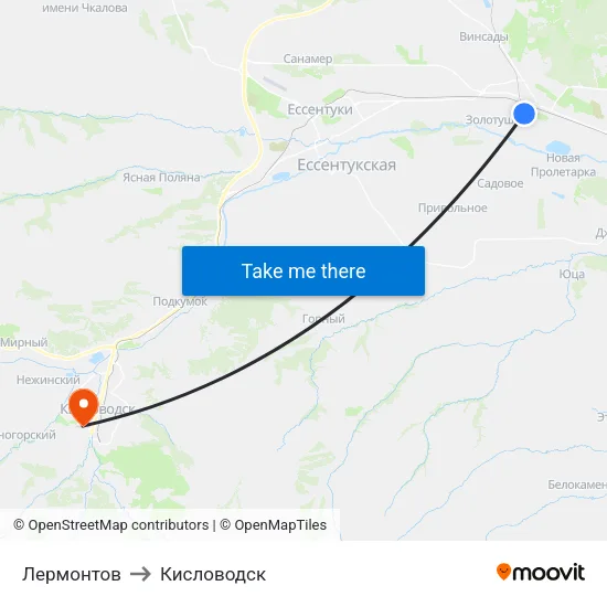 Лермонтов to Кисловодск map