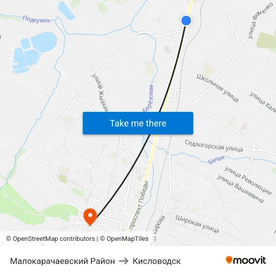 Малокарачаевский Район to Кисловодск map