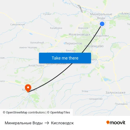 Минеральные Воды to Кисловодск map
