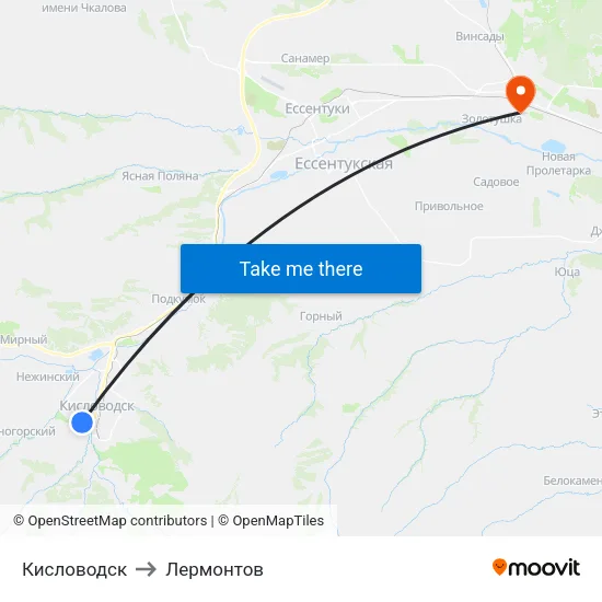 Кисловодск to Лермонтов map
