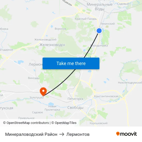 Минераловодский Район to Лермонтов map