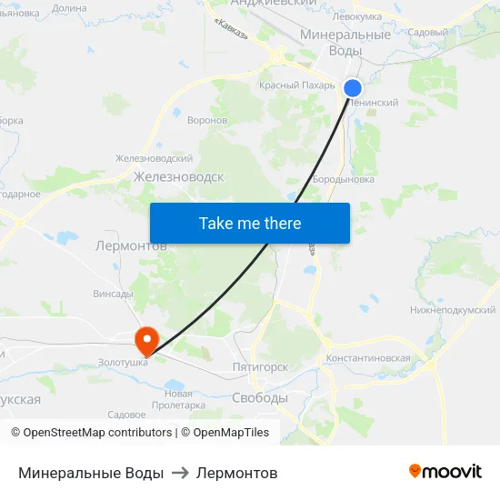 Минеральные Воды to Лермонтов map