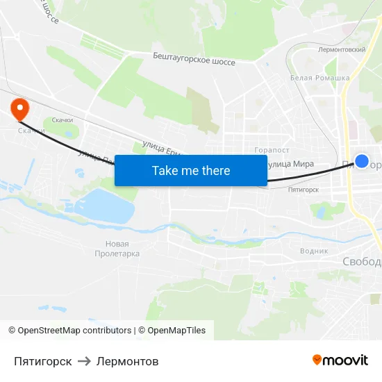 Пятигорск to Лермонтов map