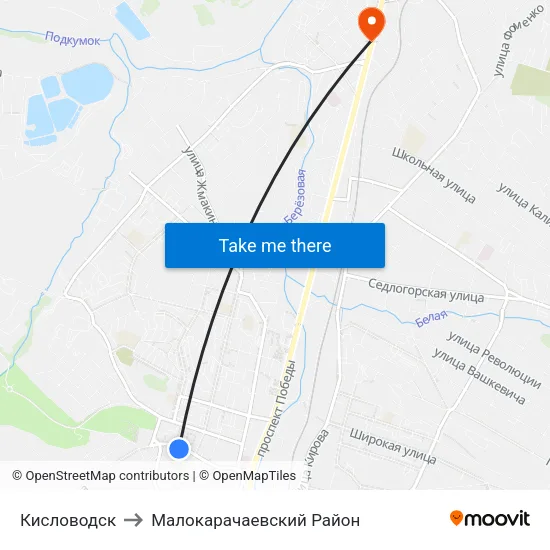 Кисловодск to Малокарачаевский Район map