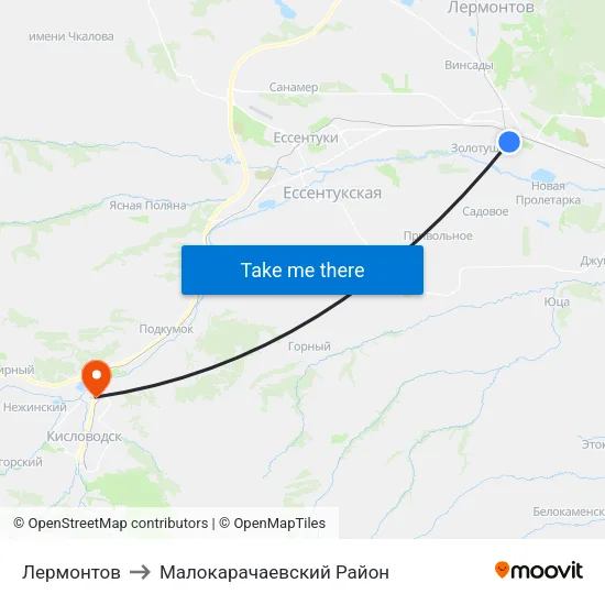 Лермонтов to Малокарачаевский Район map