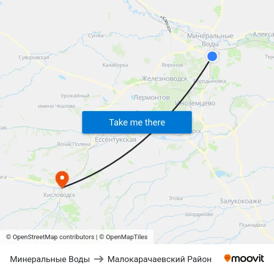 Минеральные Воды to Малокарачаевский Район map