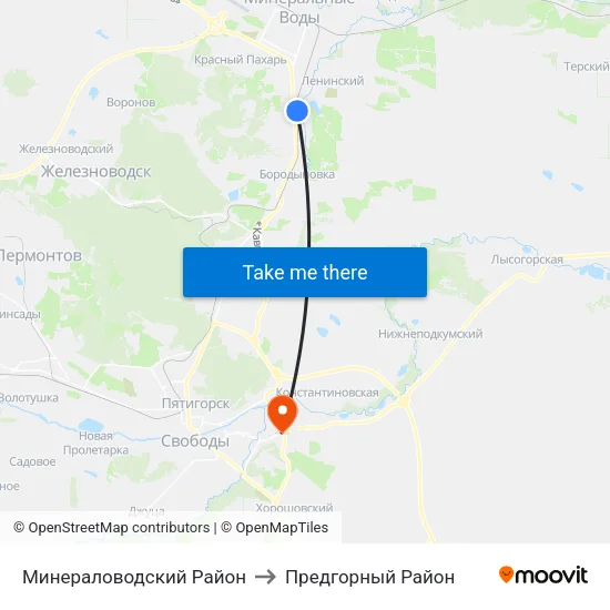 Минераловодский Район to Предгорный Район map
