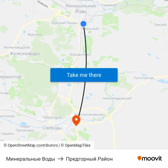 Минеральные Воды to Предгорный Район map