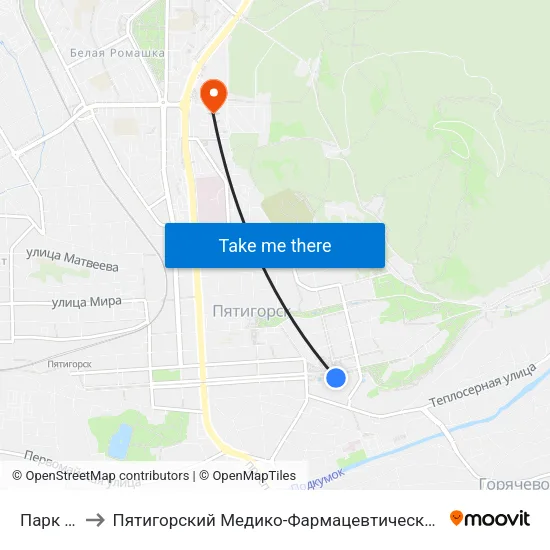 Парк Цветник to Пятигорский Медико-Фармацевтический Институт, Филиал Фгбоу Во ""Волггму"" map